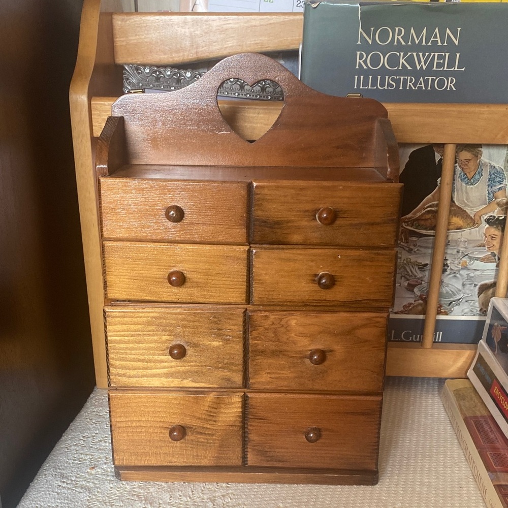 Wooden Heart 8-Drawer Storage Organizer in Brown - Vintage Grandma’s House